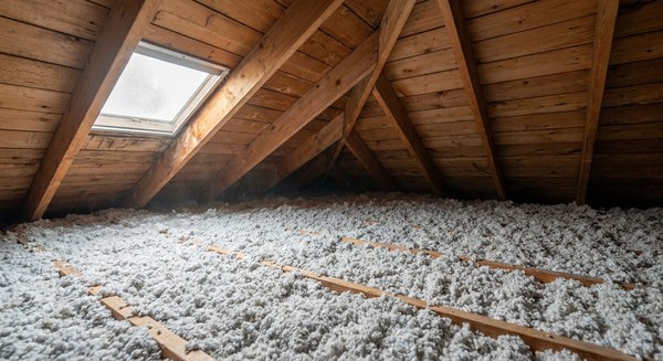 attic blown-in insulation example after