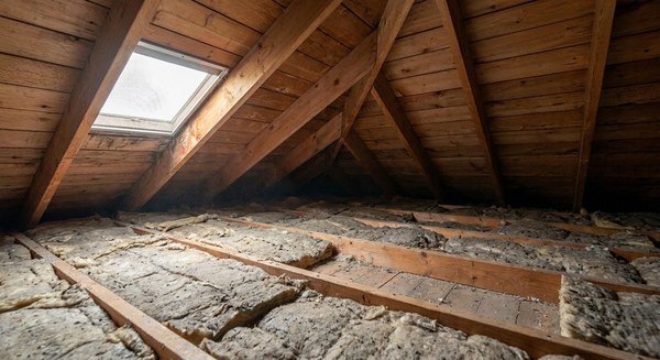 attic blown-in insulation example before