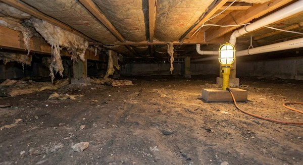 crawlspace vapor barrier example before