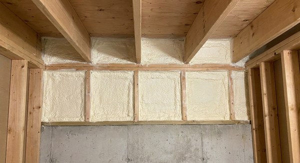 rim joist spray foam example after